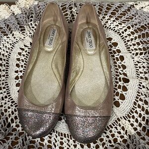 Jimmy Choo Whirl Glitter Toe Cap Flats